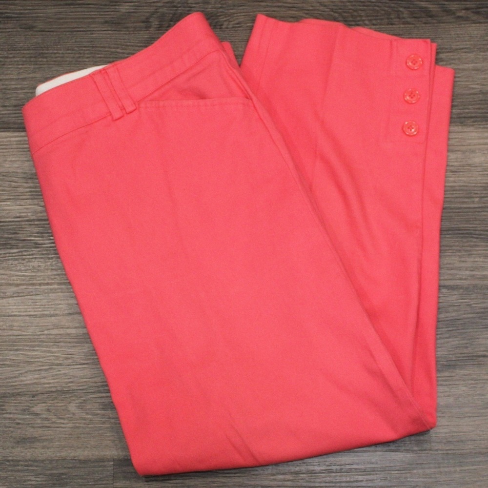 Counterparts Coral Pink Capris Cropped Button Hem Trousers Size 12